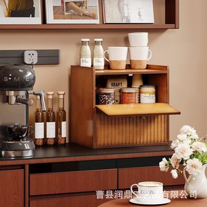 Wooden Bread Box Double Layer <b>Storage</b> Kitchen Bakery Fruit <b>Cake</b> Pastry <b>Container</b> Bamboo Material - Product Image 3
