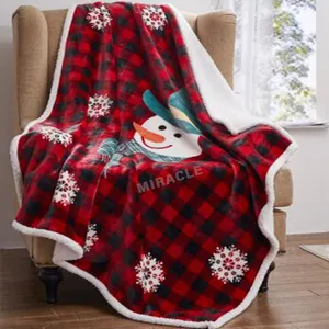 EcoFriendly mùa đông trọng chăn giường sofa trang trí với logo ném chăn tùy chỉnh giáng sinh lông cừu chăn Bộ quà tặng