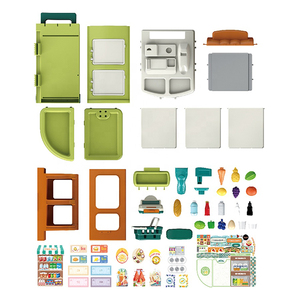 2 en 1, 58 Uds., casita de juegos para niños, pequeño vendedor, juego de juguetes de supermercado en casa, juego de compras de vendedor, juguetes para niños pequeños - Product Image 3