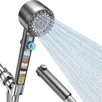 Pommeau de douche portable filtrant haute pression à 4 jets, buses anti-colmatage en acier inoxydable, élimine le chlore, réduit le bain sec
