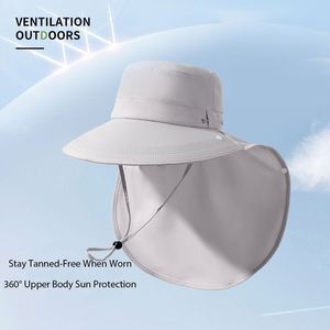 Chapeau de soleil décontracté tout-en-un avec protection UV intégrée, soutien du cou, maille respirante, unisexe, pour sports d'été et voyages, 100% - Product Image 3