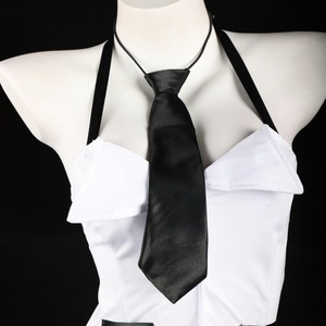 Vestido Halter con Escote Bajo y Lazo Negro, Minifalda Ajustada Sexy para Juego de Roles de Secretaria o Maestra, Disfraz para Mujer - Product Image 1
