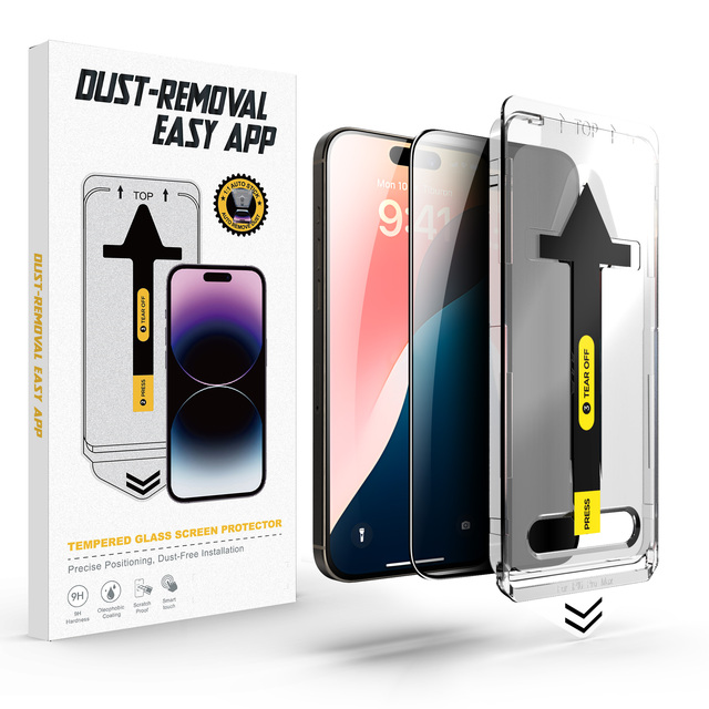 Full Coverage Black Border Privacy 9H Japan AGC Tempered Glass Screen Protector Easy App Tool 2.5D Radian Mobile Phone for