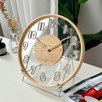 Jam Dinding LED Desain Asli Baru Gaya Nordik Sederhana Akrilik Mewah Kayu Bercahaya Logo Kustom