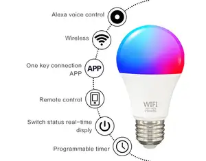 High Quality Smart Multicoloured Led Bulbs Wifi Smart Light Bulb B22 E27 Led Rgb Lamp Dimmable E27 Led Bulb 9w