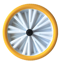 Prix d'usine 14 pouces PU mousse roue OEM couleur pneu symétrie moyeu en plastique pour toutes sortes de voitures jouets jardin Wagon roue remplacement