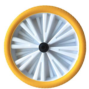 Prix d'usine 14 pouces PU mousse roue OEM couleur pneu symétrie moyeu en plastique pour toutes sortes de voitures jouets jardin Wagon roue remplacement - Product Image 1