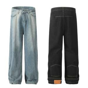 New Arrival Customer Logo Wholesale <b>Mens</b> <b>Jeans</b> Man 100% Cotton <b>Flared</b> Style Vintage Washed Trousers Unisex <b>Jeans</b> - Product Image 2