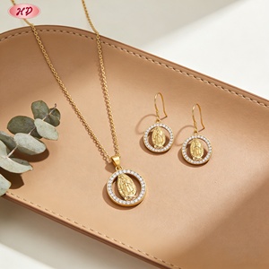 Hengdian Vente en gros de bijoux en zircon plaqué or 18 carats, ensemble de bijoux Vierge Marie, Joyas Doradas, bijoux de mode en gros pour femmes - Product Image 4