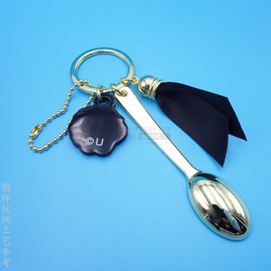 <b>Anime</b> <b>Keychain</b> Zinc Alloy Spoon Pendant Imitation Gold Customizable Gift Accessory - Product Image 2