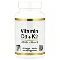 Complément de vitamine D3 + K2, 60 capsules végétales, soutient la santé des os et du système immunitaire, non-OGM, sans gluten, certifié GMP pour adultes