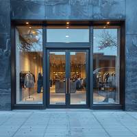 Puerta Moderna de Aluminio de Alta Resistencia, Puerta de Doble Hoja Abatible, Puerta de Entrada Comercial para Tiendas con Certificación CE ISO