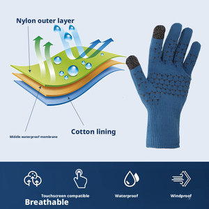 <b>Nylon</b> Waterproof Cold-Resistant Silicone Gloves for Outdoor Cycling Sports Fishing-Anti-<b>Slip</b> Thickened Protection Cold Chain - Product Image 6