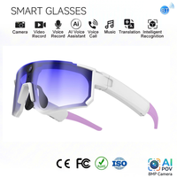 Lunettes Intelligentes Sportives IA avec Caméra de Cyclisme, Verres Anti-UV, Lunettes Connectées d'Extérieur avec Assistant IA et Plaquettes Nasales Réglables