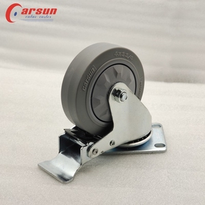 Medium Industrial Casters 4 Inch Gray TPR Silent Swivel Castors Hotel Luggage Car Caster Wheels