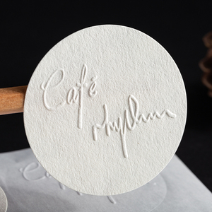 Nhãn chai thủy tinh tái chế 100% Nhãn giấy tái chế Nhãn Tròn hình tròn sâu dập nổi nhãn giấy lanh - Product Image 4