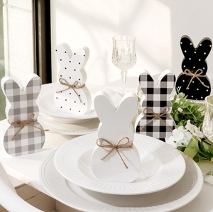 Thiết lập của 5 thủ công bằng gỗ Easter Bunny cho trang trí nội thất - Product Image 5