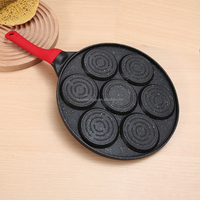 Poêle à petit-déjeuner multifonction 7-en-1 à fond plat, pour œufs, hamburgers, en aluminium, avec 7 trous, en promotion