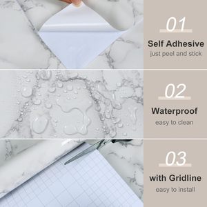 ORON DECO moderno marmo vinile buccia e bastone autoadesivo adesivo <span class=keywords><strong>in</strong></span> marmo <span class=keywords><strong>PVC</strong></span> parete carta rivestimento per la decorazione della parete di casa - Product Image 2