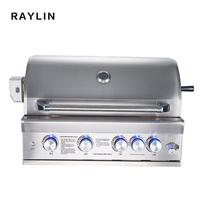 Barbecue au gaz portable de luxe de 32 pouces intégré, en acier inoxydable 304, GPL, 66 000 BTU, grilles de cuisson au bord de la piscine, rôtissoire