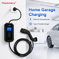 Chargeur EV portable 3,5 kW 16A Type 2 monophasé 230Vac avec prise Schuko IP65 câble de 5m pour la recharge de véhicules électriques à domicile ou au garage en Europe