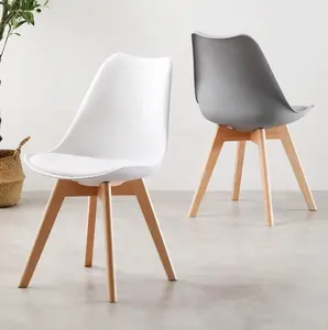 Fransız ülke şezlong en plastique klasik tasarım modern Scandinaves katı yemek plastik sandalye ahşap bacaklar