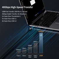Câble USB4 40 Gbps USB C vers USB C, charge rapide PD 240 W, transfert de données vidéo, nylon tressé, cordon court de 10 cm pour téléphone portable, ordinateur portable
