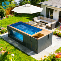 Piscine en conteneur de 40 pieds, piscine préfabriquée en conteneur de 40 pieds pour l'extérieur avec spa et bordure infinie