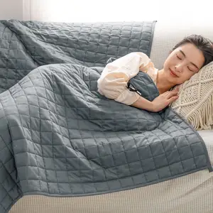 2X2inches Small Quilted Lattice 10lbs 100% Bamboo Skin-friendly Gravity Cooling Sleeping Weighted Blanket For Adults Therapy