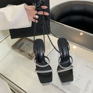 2024 New Crystal Heel Waterproof Strong Rhinestone Thin Strap High Heel Women's <b>Sandals</b> - Product Image 6