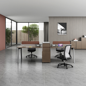 Chất lượng tốt 2.8m thiết kế hiện đại gió nhân viên bàn làm việc văn phòng bàn phân vùng 4 người bàn văn phòng - Product Image 3