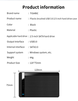 Boîtier externe pour disque dur TISHRIC noir, boîtier de disque dur USB 3.0 2,5 pouces SATA 3.0, boîtier mobile compatible UASP pour PC portable