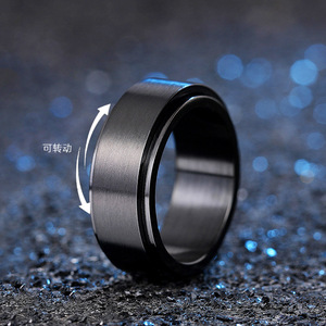 Dj055 <b>Tungsten</b> Men's Wedding Band <b>Ring</b> Plain <b>Black</b> Rotating Design Engagement Fashion Jewelry 8mm Width - Product Image 1