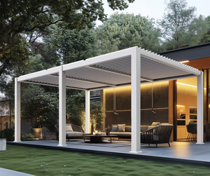 Pergola con Tetto a Lamelle Motorizzate <span class=keywords><strong>in</strong></span> Alluminio Personalizzata <span class=keywords><strong>per</strong></span> Esterni, Struttura <span class=keywords><strong>per</strong></span> Carport con Sistema Solare, Facile Montaggio - Product Image 2