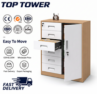 Armoire de rangement blanche TOP TOWER avec 6 tiroirs et 1 porte verrouillable, commode en acier pour la maison ou le bureau