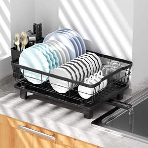 Large Capacity Steel <b>Dish</b> Drying Rack with Drainer Board Kitchen Cutlery Storage Organizer and <b>Utensil</b> Holder - Product Image 2