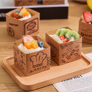 Caja de Embalaje Cuadrada Plegable de Papel Kraft para Mini Cupcakes, Pasteles de Queso y Postres, con Logotipo Personalizado, Estilo Natural Clásico - Product Image 1