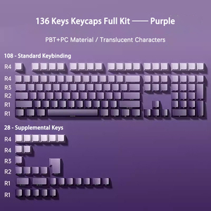 Chống Xước Gradient 134 Key Chơi Game Keycaps, Bán Trong Suốt Bên Khắc Nhân Vật Keycaps, OEM Chiều Cao Đôi Chính Mũ - Product Image 6