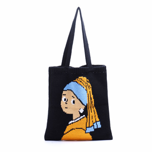 Bolso de mano de punto estilo japonés Kawaii para mujer, de poliéster bordado, para adolescentes, moda de <span class=keywords><strong>invierno</strong></span>, bolso de compras de <span class=keywords><strong>ganchillo</strong></span> con asa superior - Product Image 5
