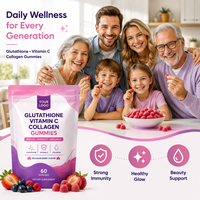 Compléments alimentaires en gommes nutritionnelles au collagène et au glutathion, saveur fruitée, formule végétalienne personnalisée, ODM/OEM, pour femmes adultes, usage quotidien, vente en gros