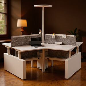 NATE Electric <b>Height</b> <b>Adjustable</b> Desk Frame 9-Leg Standing Desk Partition Office Workstation White - Product Image 1