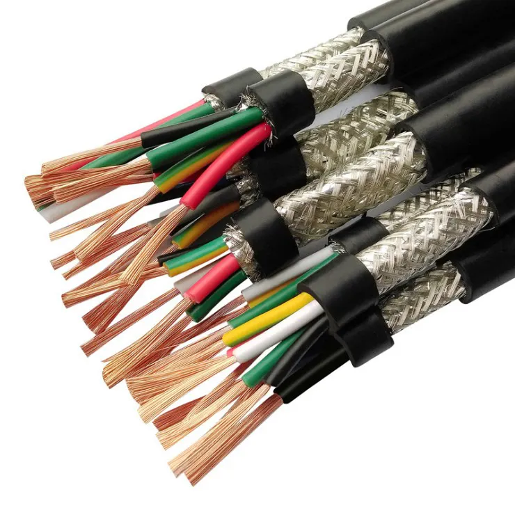 Multi Core Flexible Armoured Signal Wire, RVVP Shielded Cable 2/3/4/5/6/7/8/10 Cores Bare Copper PVC Insulated Control Cable