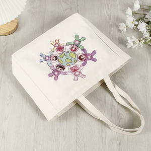 Sacs de courses en toile de coton réutilisables, pliables, lavables, 12 oz, résistants, avec logo imprimé personnalisé - Product Image 4