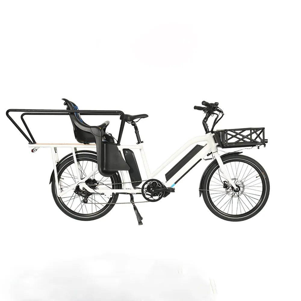 OEM 48v 350w 500W baterai ganda jarak jauh 2 kursi bayi Ebike kargo sepeda listrik pengiriman E Bike untuk dewasa dengan keranjang depan
