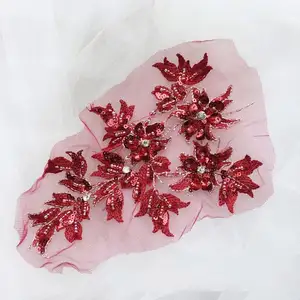 Colorful handmade beaded lace applique flowers children for wedding party dress dance accessories