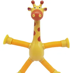 Soododo Cartoon Sucker Telescopic Tube Giraffe Luminous Stretch Tube Giraffe Educational Novelty Decompression Toy