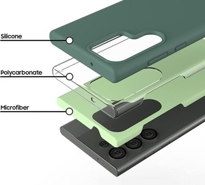 Coque en silicone liquide de couleur unie au toucher doux pour <span class=keywords><strong>Samsung</strong></span> <span class=keywords><strong>S23</strong></span> Ultra, coque arrière de téléphone antichoc - Product Image 3