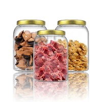 JM Contenants de stockage en verre de grande capacité 1 litre 2 litres pour le stockage des aliments Bouteille Pot avec couvercle en métal