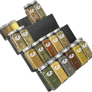 Silver Metallic 4 Tier Heavy Gauge Drawer Organizer Metal Spice Jar Rack For Kitchen