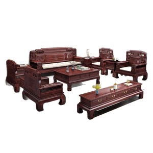 Juego de sofás de madera maciza de palisandro chino de estilo clásico, muebles de sala de estar de estilo antiguo con estructura de mortaja y tenón. - Product Image 5